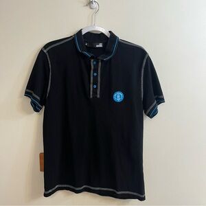 Love Moschino Black Blue Buttoned Polo Men’s Size XL Peace Stars Milano Cotton